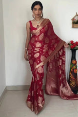 1-MIN READY TO WEAR BANARASI SILK SAREE WITH BLOUSE