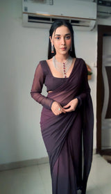 1 MIN READY TO WEAR  SAREE IN IMPORTED GEORGETTE WITH  BLOUSE