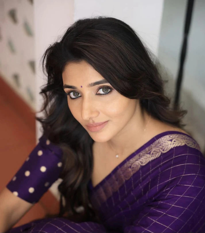 MOST TRENDING VIRAL PURE VISCOSE SILK DARK PURPLE SAREE WITH WEAVING ZARI BORDER