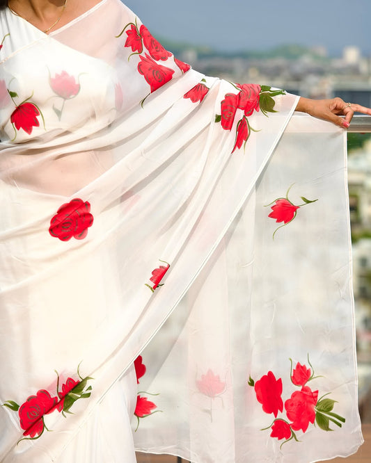 1 MIN READY TO WEAR  SAREE IN PURE SOFT GEORGETTE WITH  BLOUSE