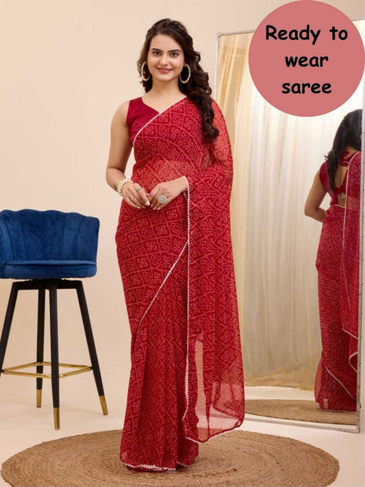1 MIN READY TO WEAR  SAREE IN PURE SOFT GEORGETTE WITH  BLOUSE