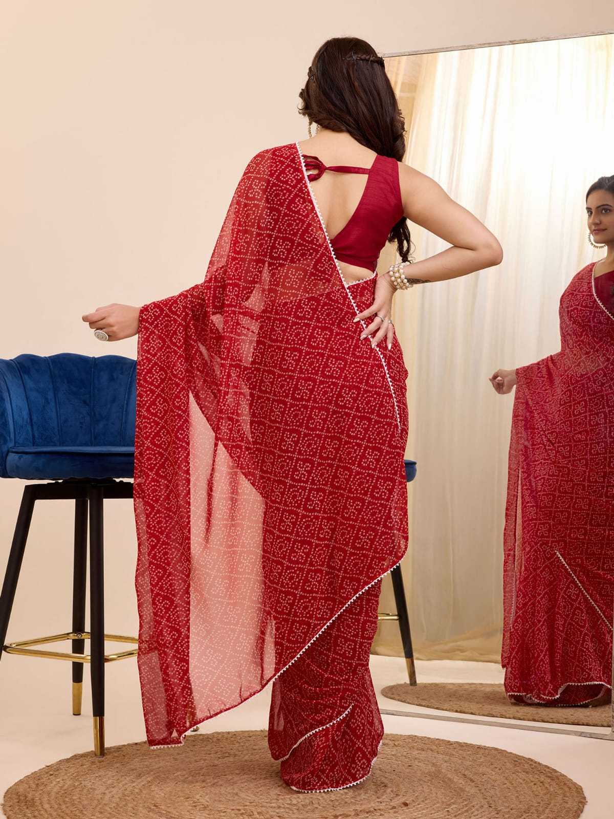 1 MIN READY TO WEAR  SAREE IN PURE SOFT GEORGETTE WITH  BLOUSE