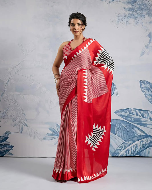 1 MIN READY TO WEAR DIGITAL PRINTED CRAPE SILK SAREE