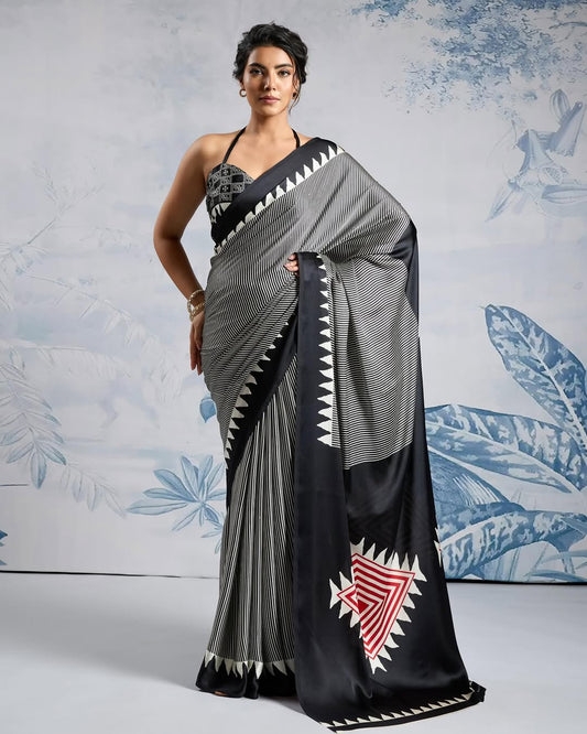1 MIN READY TO WEAR DIGITAL PRINTED CRAPE SILK SAREE