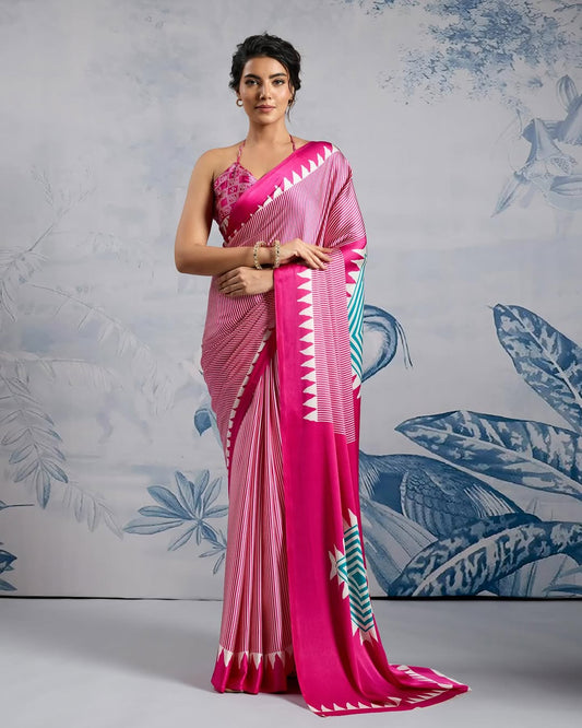 1 MIN READY TO WEAR DIGITAL PRINTED CRAPE SILK SAREE
