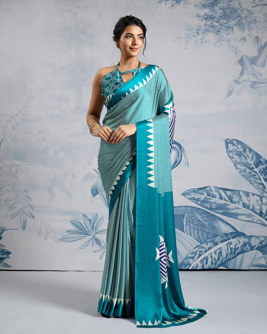 1 MIN READY TO WEAR DIGITAL PRINTED CRAPE SILK SAREE