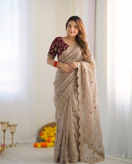 BEAUTIFUL PARTY WEAR TRADITIONAL SOFT FENDY SILK SAREE