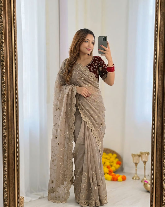 BEAUTIFUL PARTY WEAR TRADITIONAL SOFT FENDY SILK SAREE