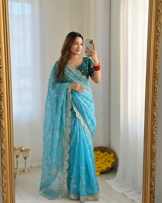 BEAUTIFUL PARTY WEAR TRADITIONAL SOFT FENDY SILK SAREE