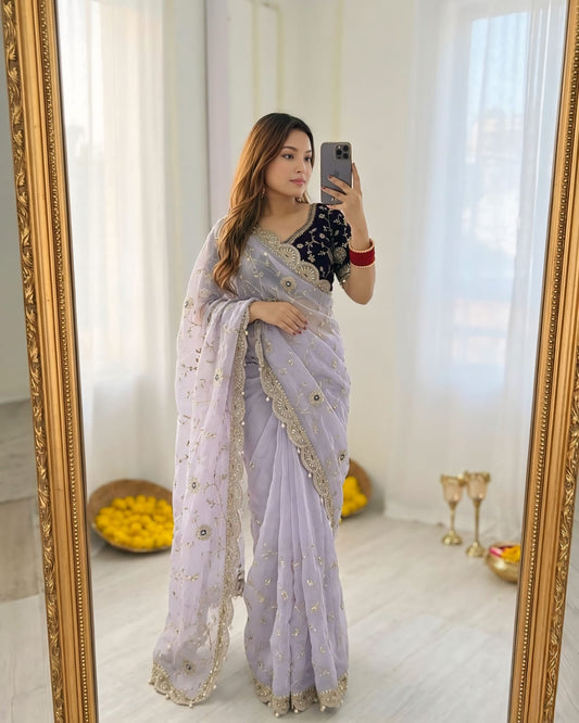 BEAUTIFUL PARTY WEAR TRADITIONAL SOFT FENDY SILK SAREE