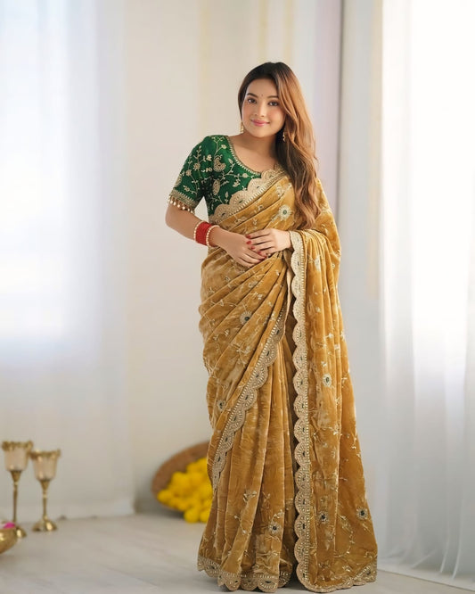 BEAUTIFUL PARTY WEAR TRADITIONAL SOFT FENDY SILK SAREE
