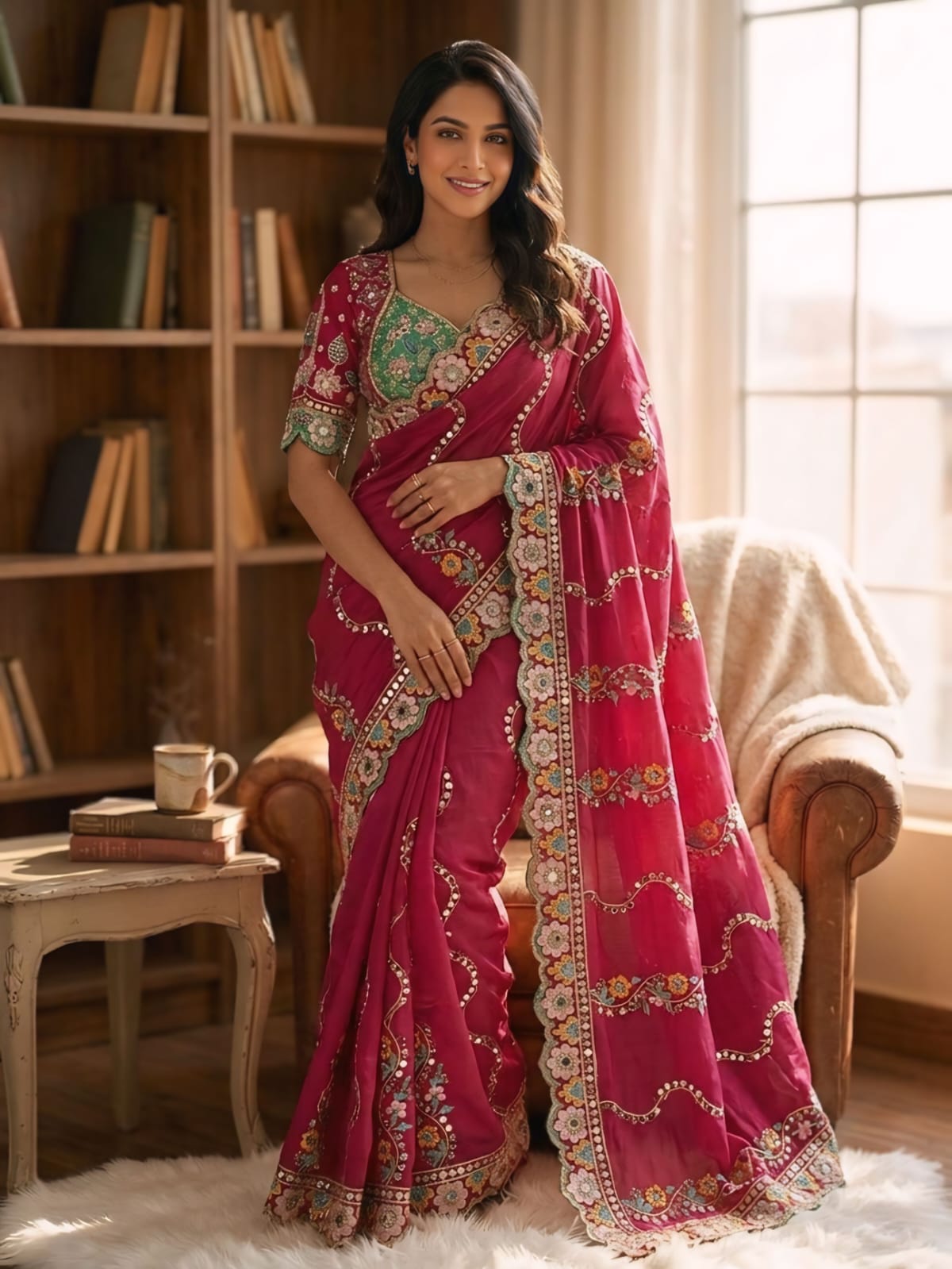 TRENDDING RANGOLI SILK SEQUENCE EMBROIDERY WORKED SAREE