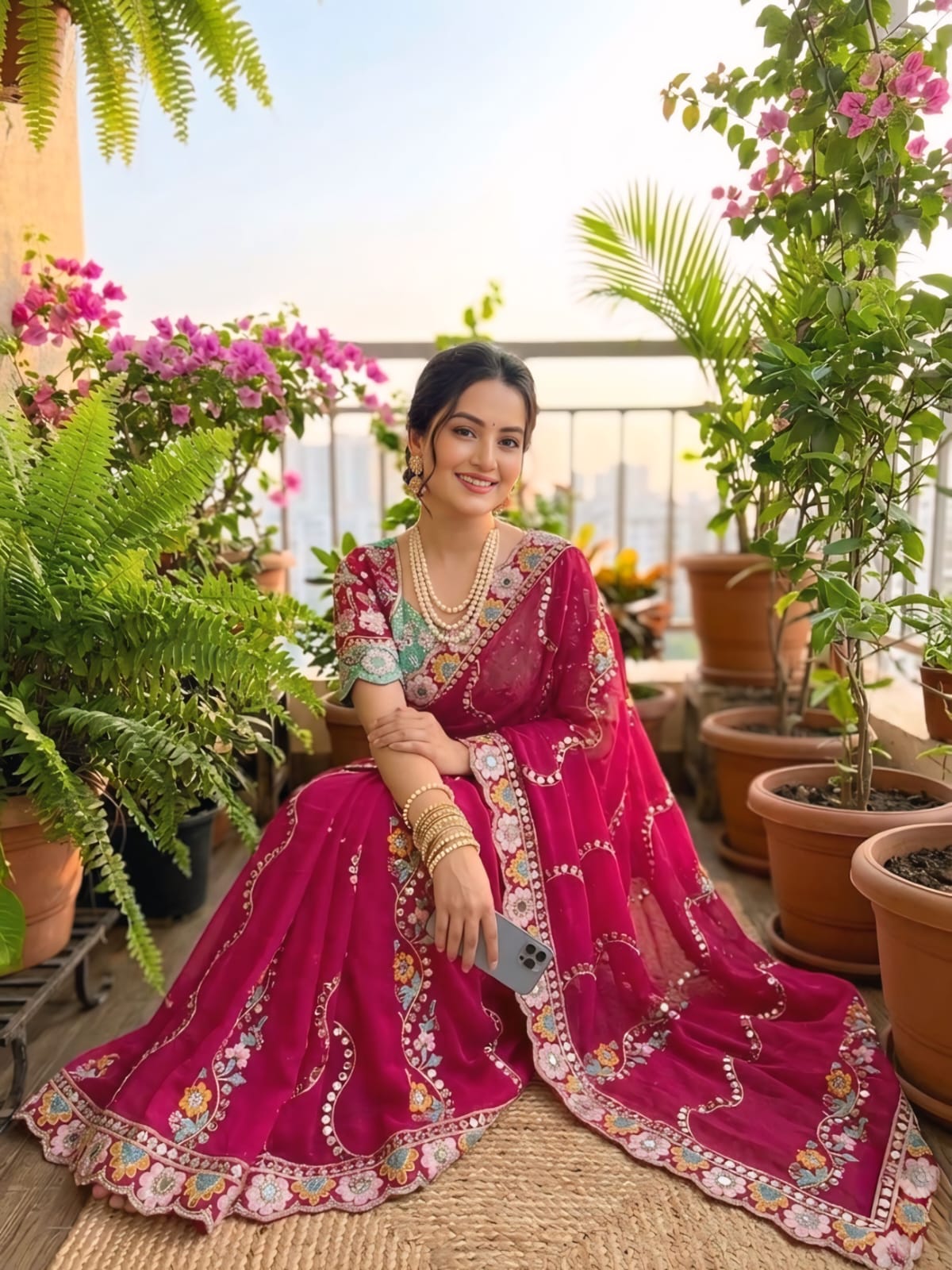 TRENDDING RANGOLI SILK SEQUENCE EMBROIDERY WORKED SAREE