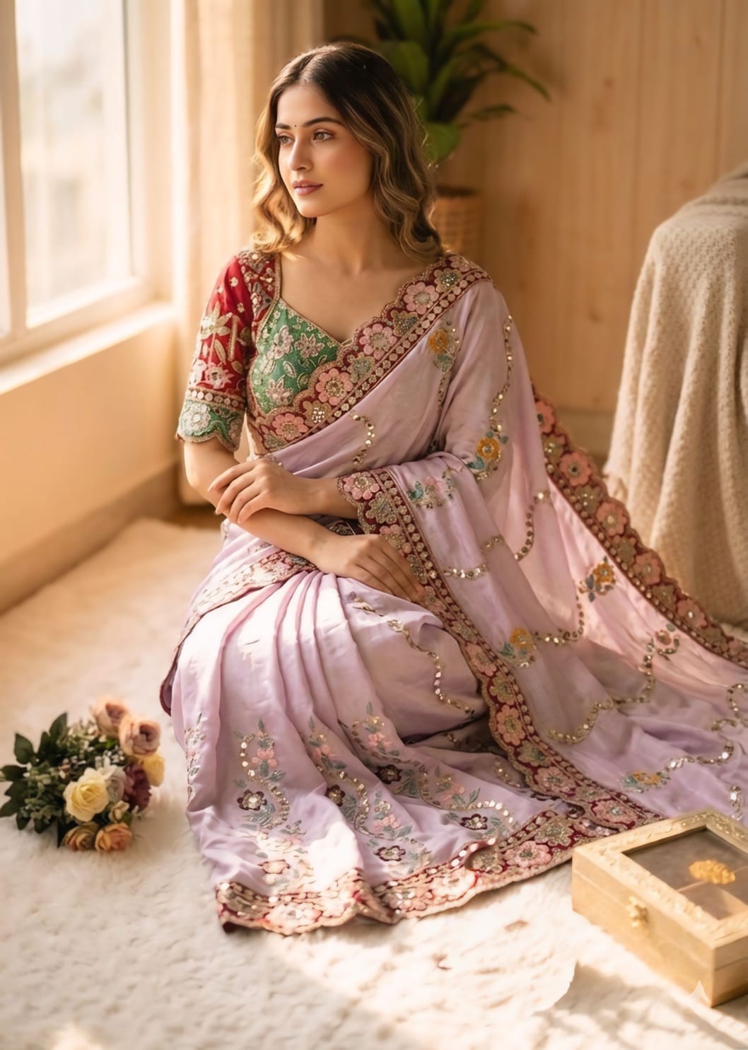 TRENDDING RANGOLI SILK SEQUENCE EMBROIDERY WORKED SAREE