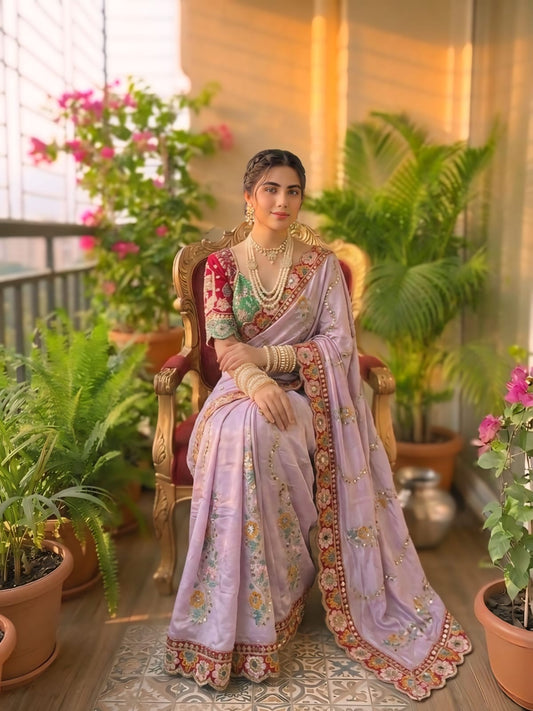 TRENDDING RANGOLI SILK SEQUENCE EMBROIDERY WORKED SAREE