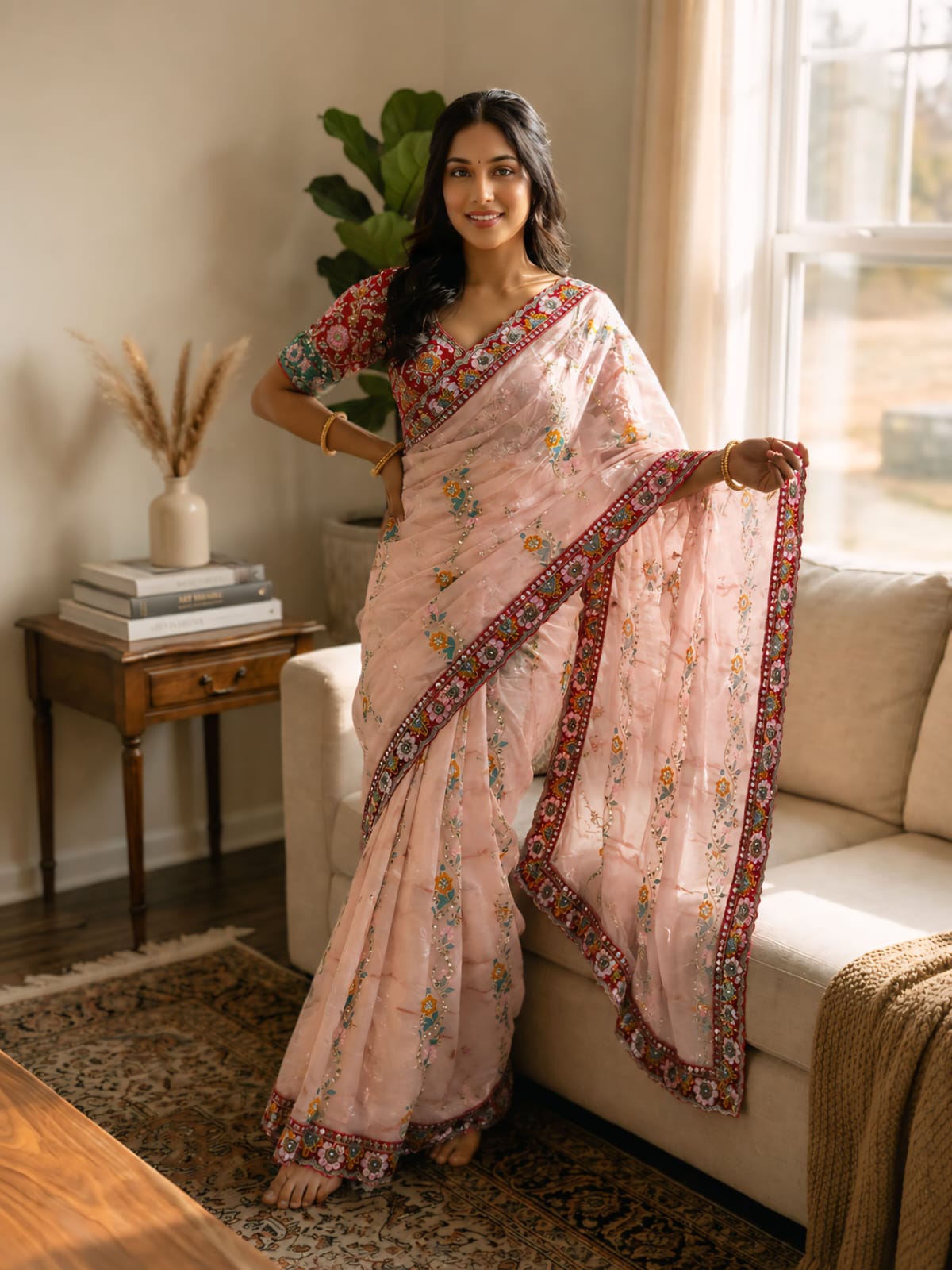 TRENDDING RANGOLI SILK SEQUENCE EMBROIDERY WORKED SAREE
