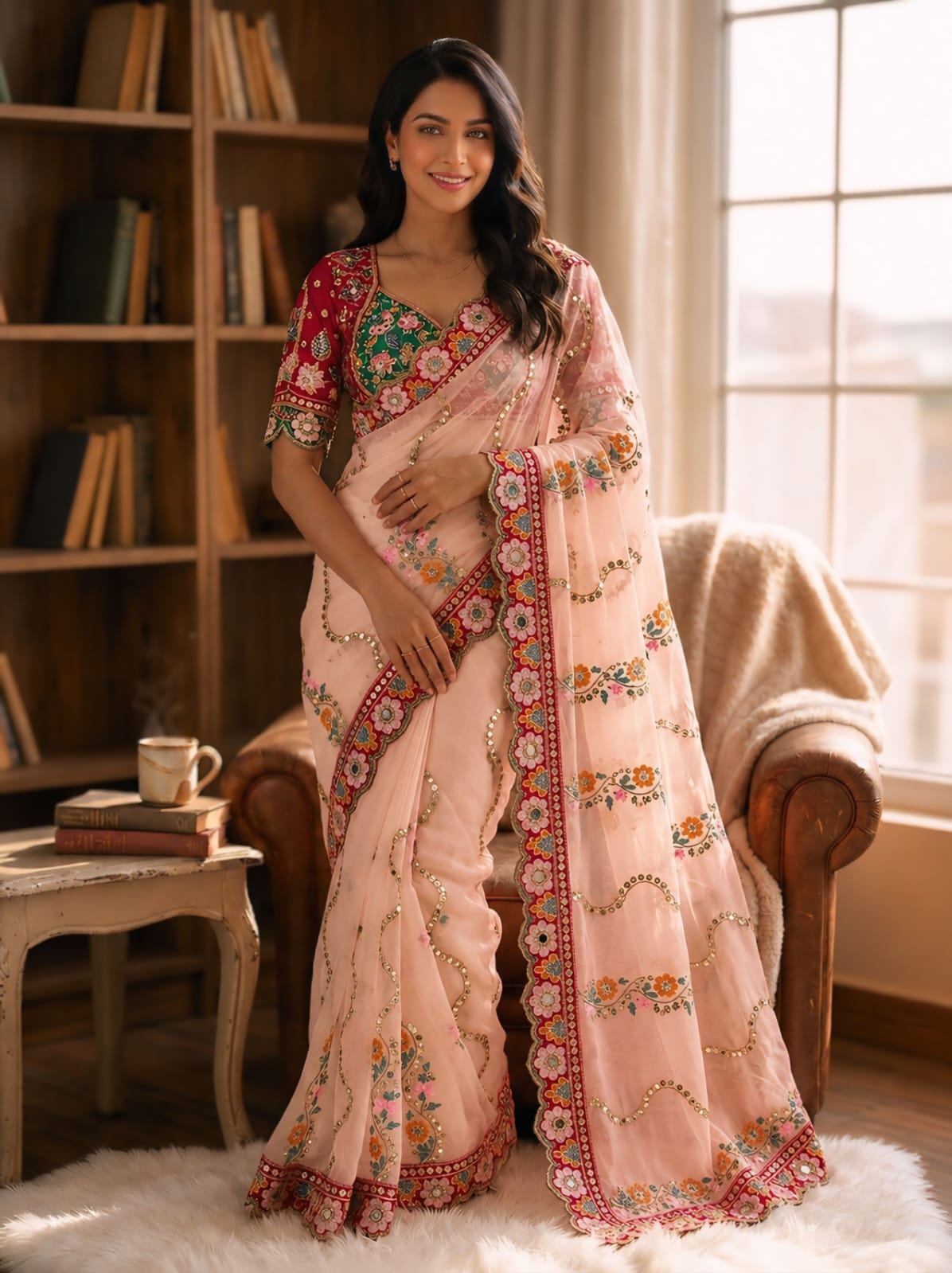 TRENDDING RANGOLI SILK SEQUENCE EMBROIDERY WORKED SAREE