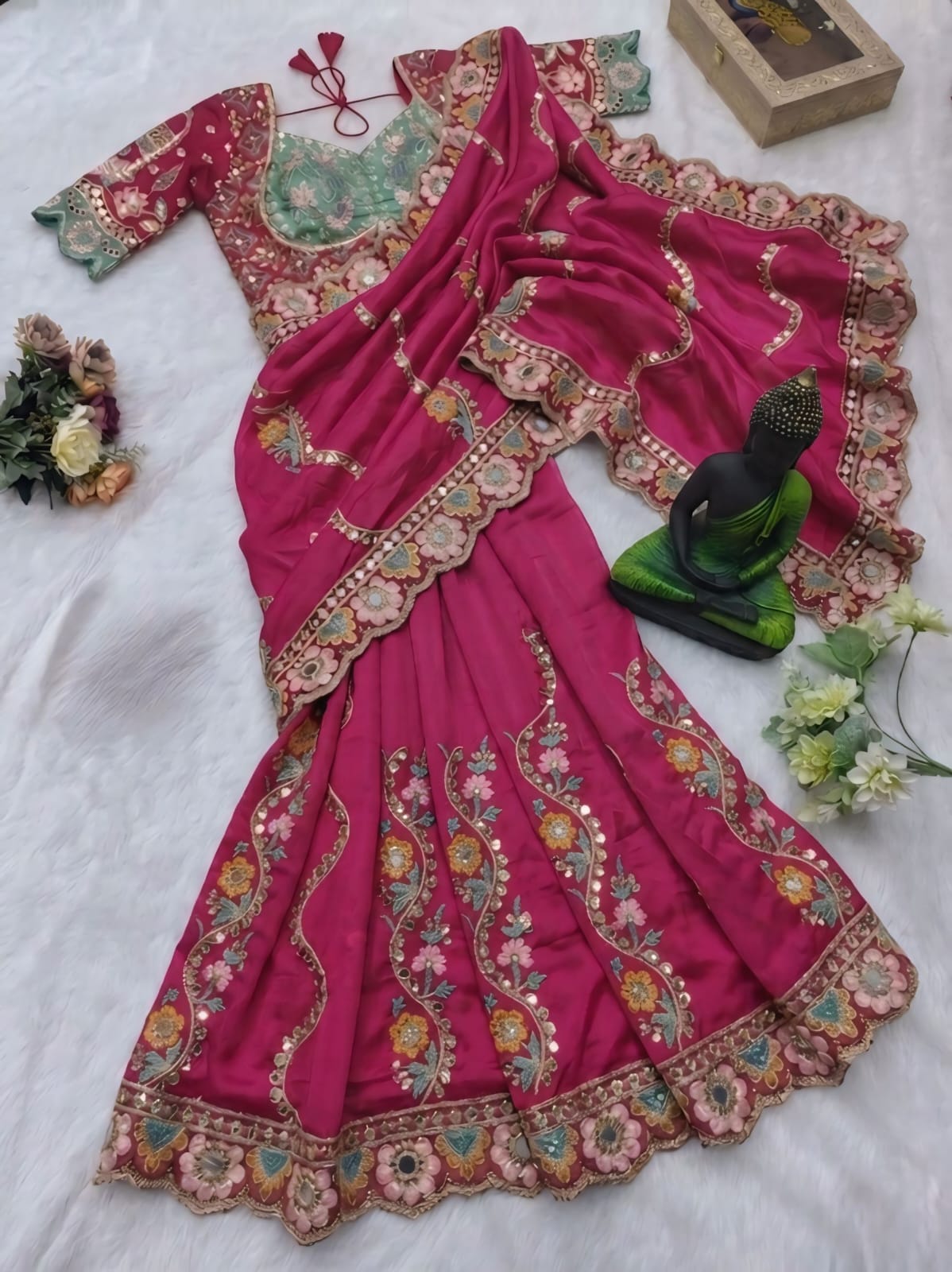 TRENDDING RANGOLI SILK SEQUENCE EMBROIDERY WORKED SAREE