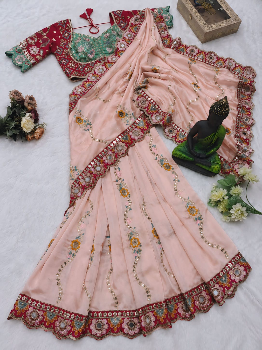 TRENDDING RANGOLI SILK SEQUENCE EMBROIDERY WORKED SAREE