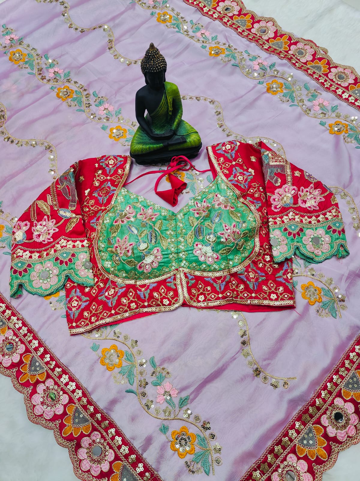 TRENDDING RANGOLI SILK SEQUENCE EMBROIDERY WORKED SAREE