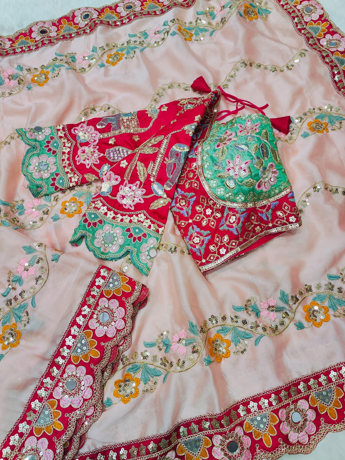 TRENDDING RANGOLI SILK SEQUENCE EMBROIDERY WORKED SAREE