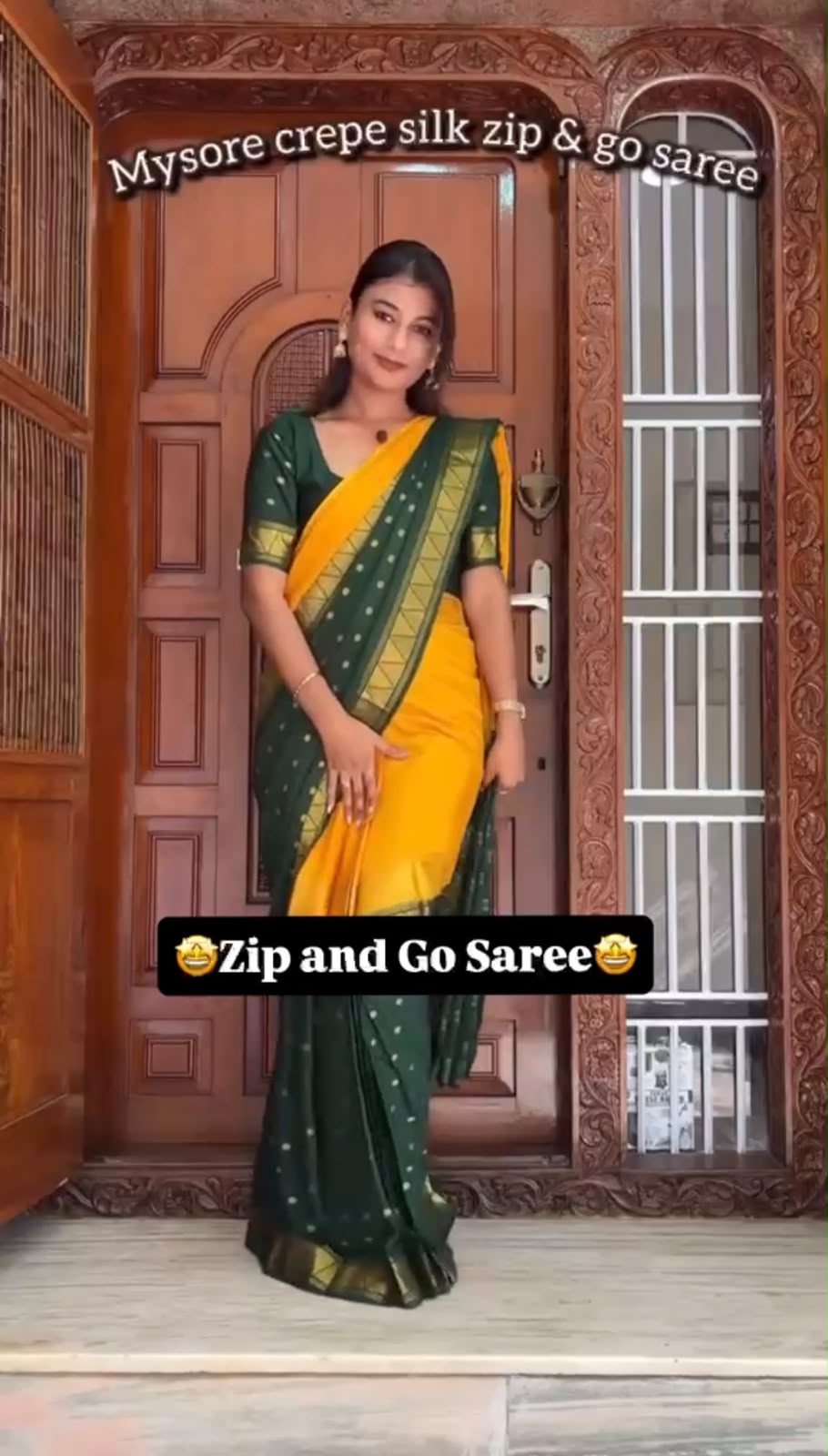 READY-TO-WEAR MYSORE SILK SAREE GOWN-EFFORTLESS PARTY WEAR FOR WOMEN