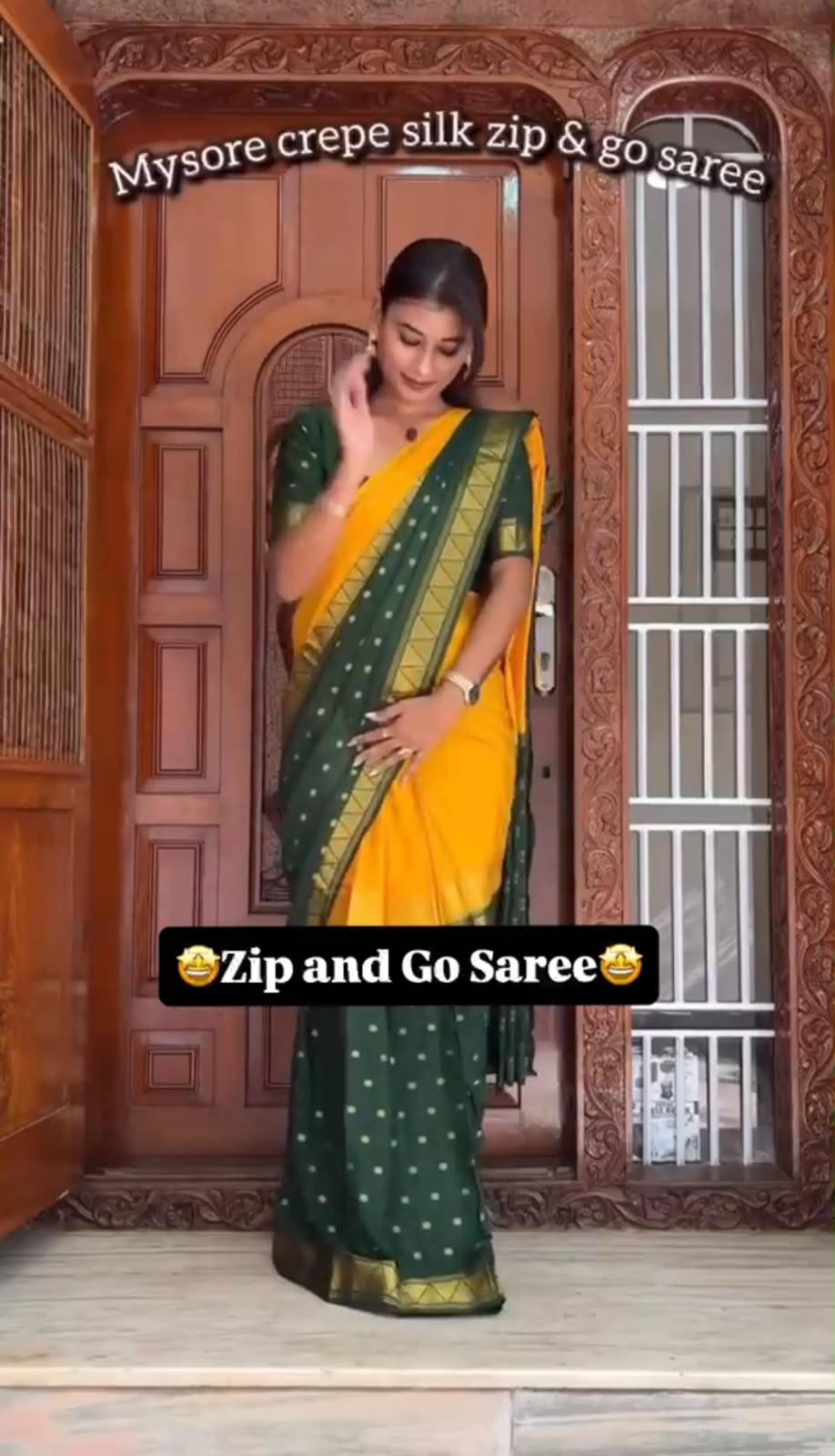 READY-TO-WEAR MYSORE SILK SAREE GOWN-EFFORTLESS PARTY WEAR FOR WOMEN