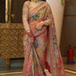 MULTICOLOR CHINON SILK PRINTED MIRROR WORK SAREE