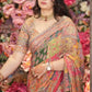 MULTICOLOR CHINON SILK PRINTED MIRROR WORK SAREE