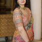 MULTICOLOR CHINON SILK PRINTED MIRROR WORK SAREE