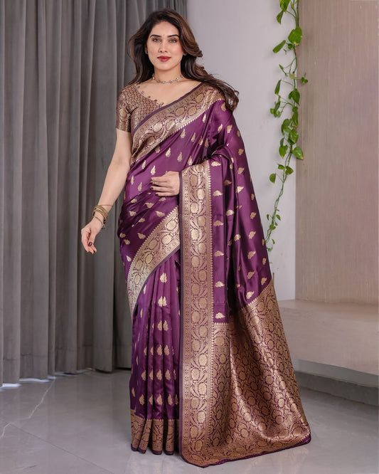 Pure Kanjivaram Silk Saree With Zari Border And Rich Pallu