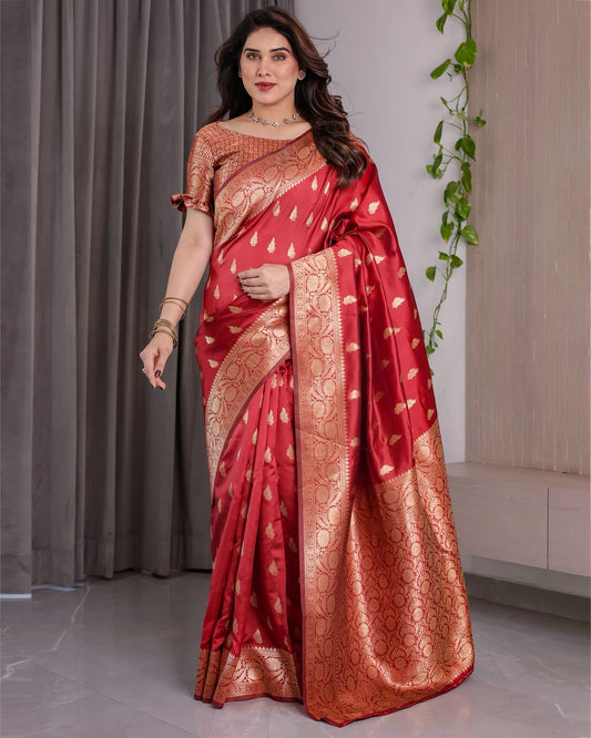 Pure Kanjivaram Silk Saree With Zari Border And Rich Pallu