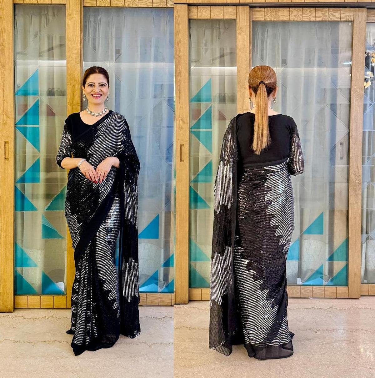 TRENDING ZIP AND GO SAREE SEQUENCE WORK VIRAL SAREE