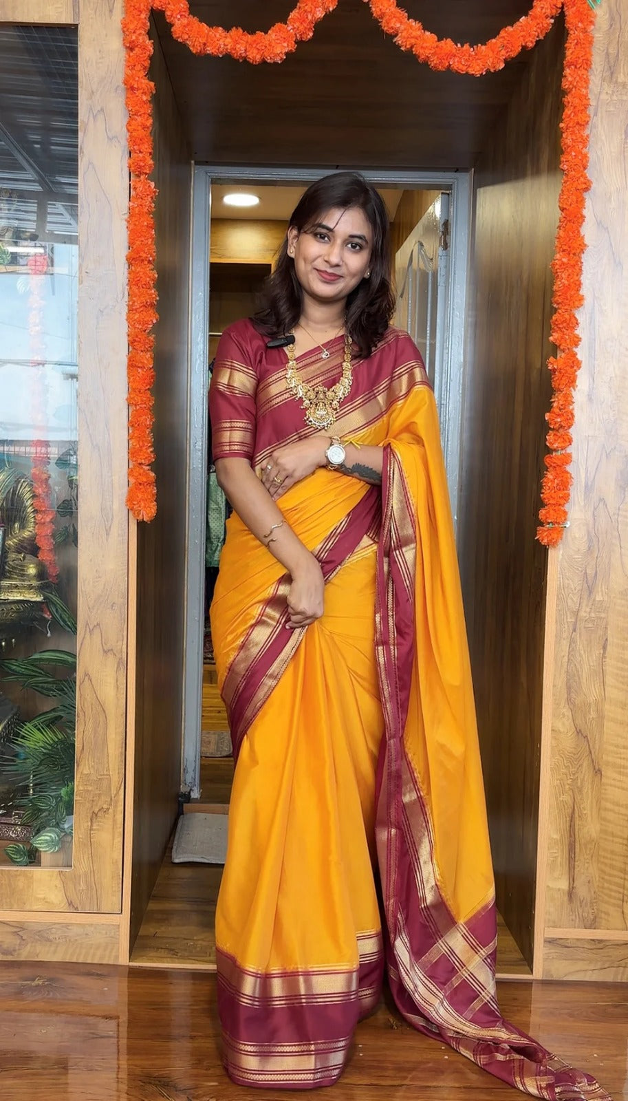 READY-TO-WEAR MYSORE SILK SAREE GOWN-EFFORTLESS PARTY WEAR FOR WOMEN