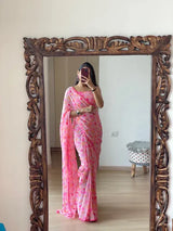 1 MIN READY TO WEAR SAREE IN IMPORTED GEORGETTE WITH HEAVY BLOUSE