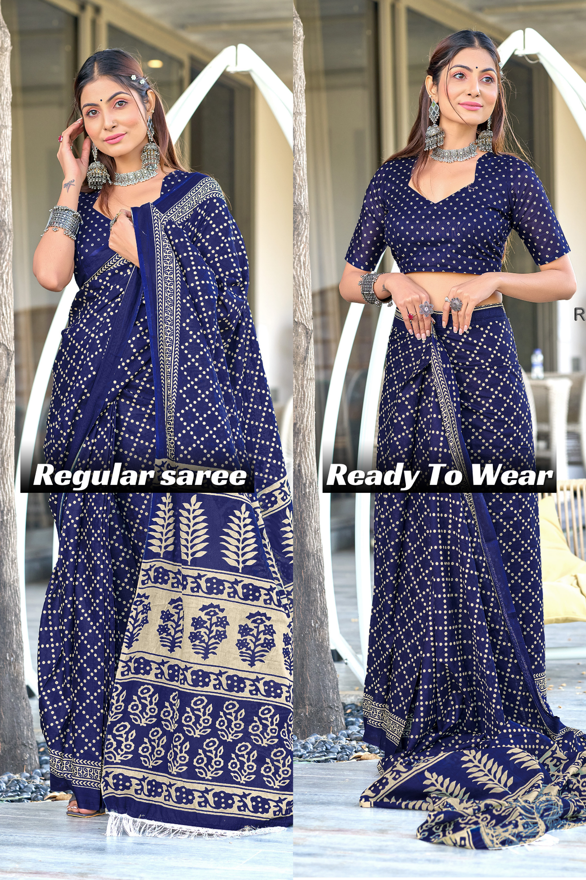 PURE COTTON FANCY BAGRU BLOCK PRINT SAREE