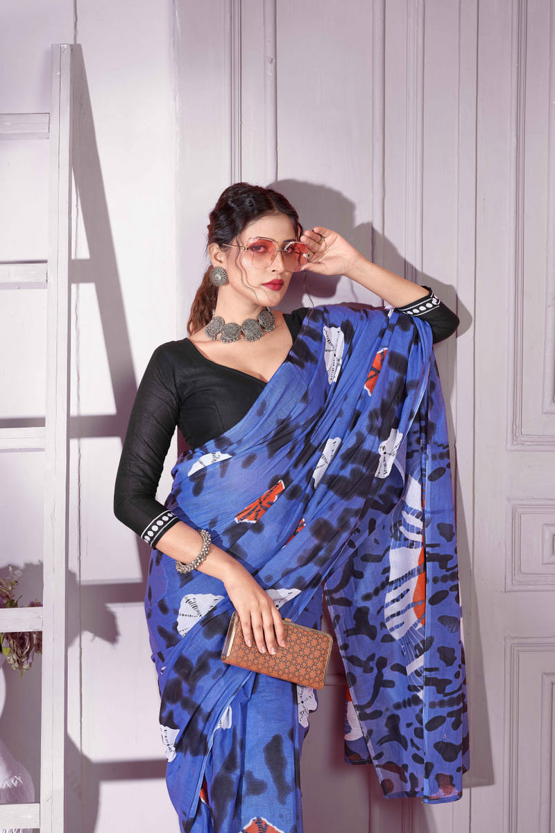 1-MIN READY TO WEAR PREMIUM MULMUL COTTON SAREE