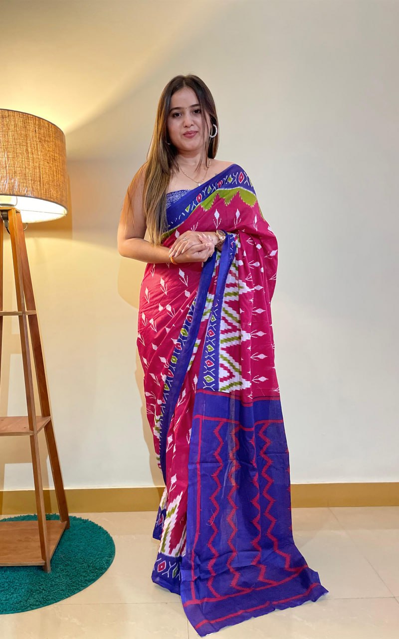 1-MIN READY TO WEAR PREMIUM MULMUL COTTON SAREE