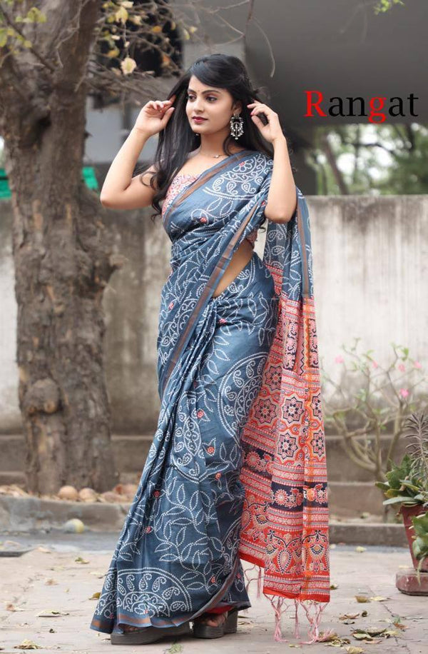 1-MIN READY TO WEAR PREMIUM MULMUL COTTON SAREE