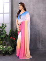 1 MIN READY TO WEAR  SAREE IN GEORGETTE WITH BANGLORI  BLOUSE