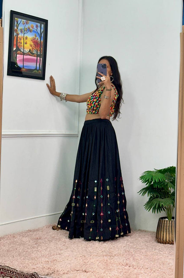 BLACK LEHENGA WITH EXCLUSIVE STITCHED BLOUSE