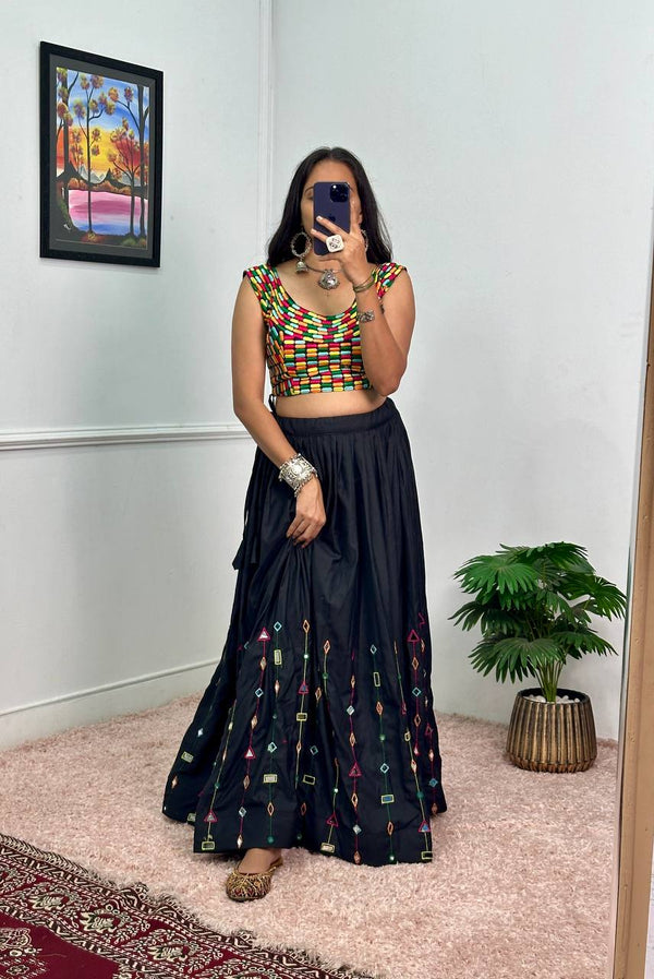 BLACK LEHENGA WITH EXCLUSIVE STITCHED BLOUSE