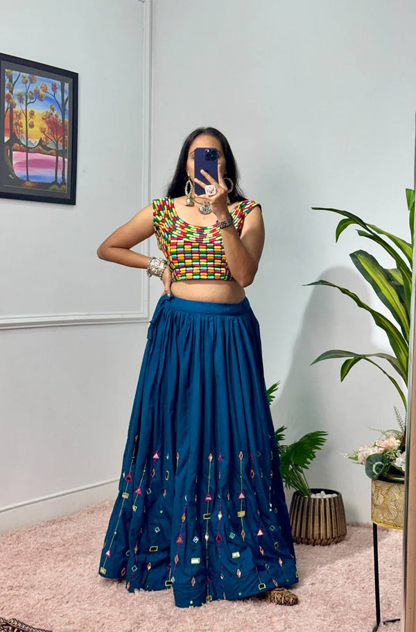 SJY BLUE LEHENGA WITH EXCLUSIVE STITCHED BLOUSE