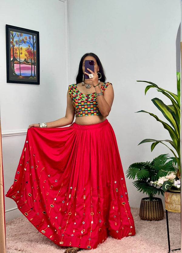 RED LEHENGA WITH EXCLUSIVE STITCHED BLOUSE