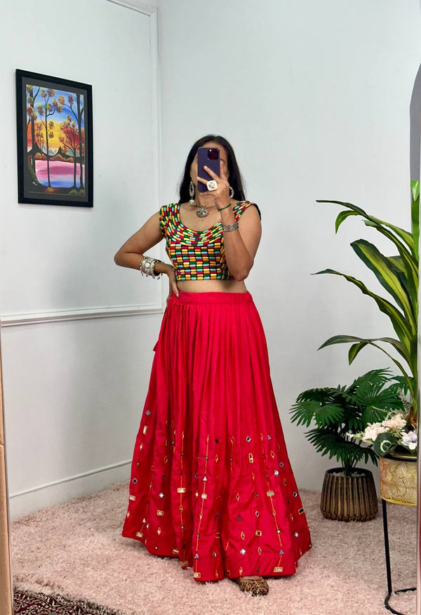 RED LEHENGA WITH EXCLUSIVE STITCHED BLOUSE