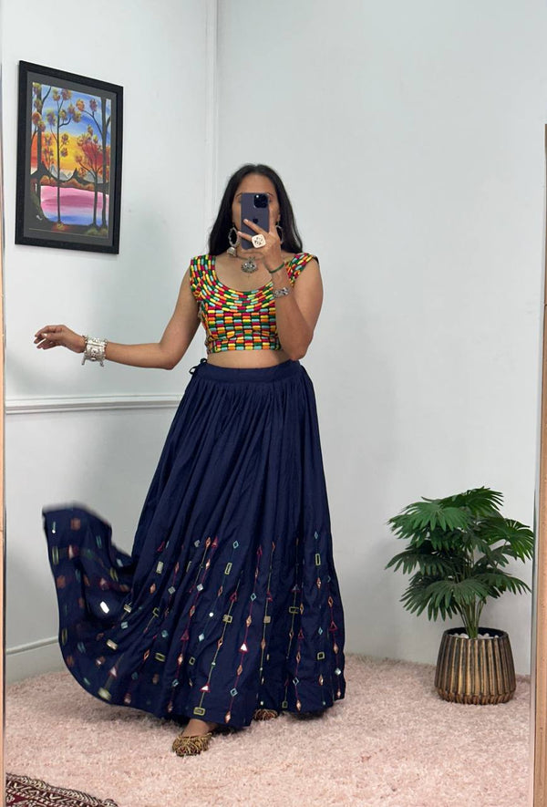 BLUE LEHENGA WITH EXCLUSIVE STITCHED BLOUSE