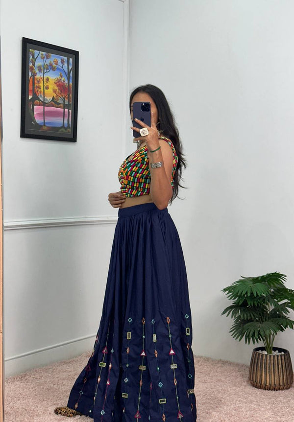 BLUE LEHENGA WITH EXCLUSIVE STITCHED BLOUSE