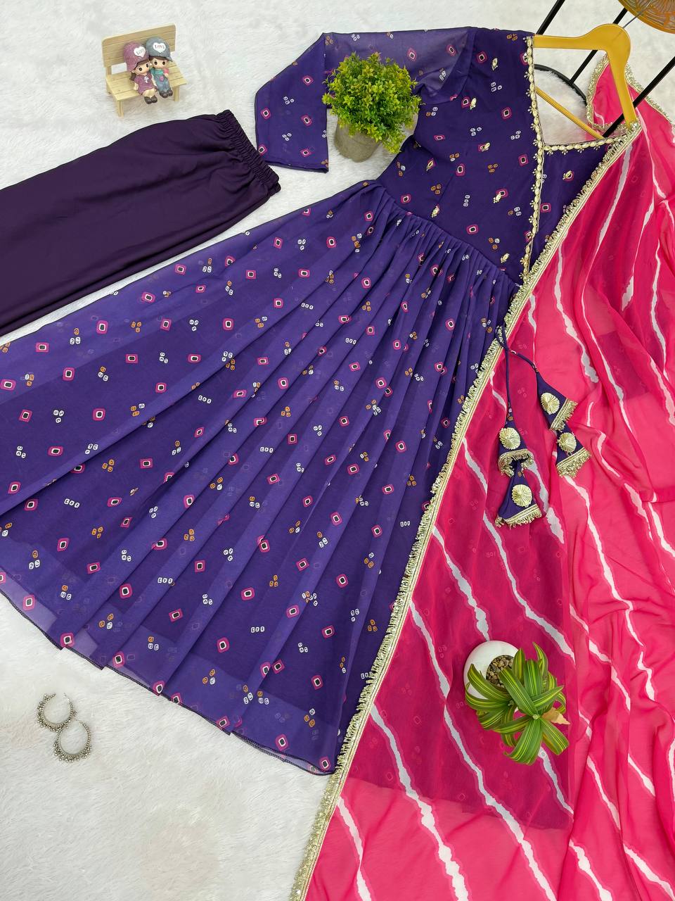 ANARKALI SET SUPERHIT TRENDING 3 PIECES GOWN, PENT & DUPATTA SET