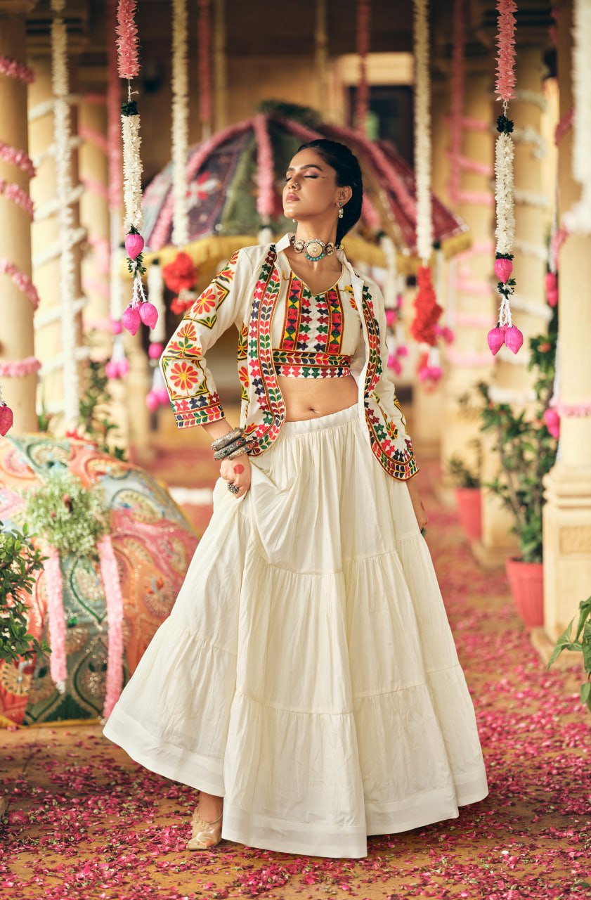 PURE COTTON FABRIC REAL MODELING LEHENGA, BLOUSE & KOTI SET