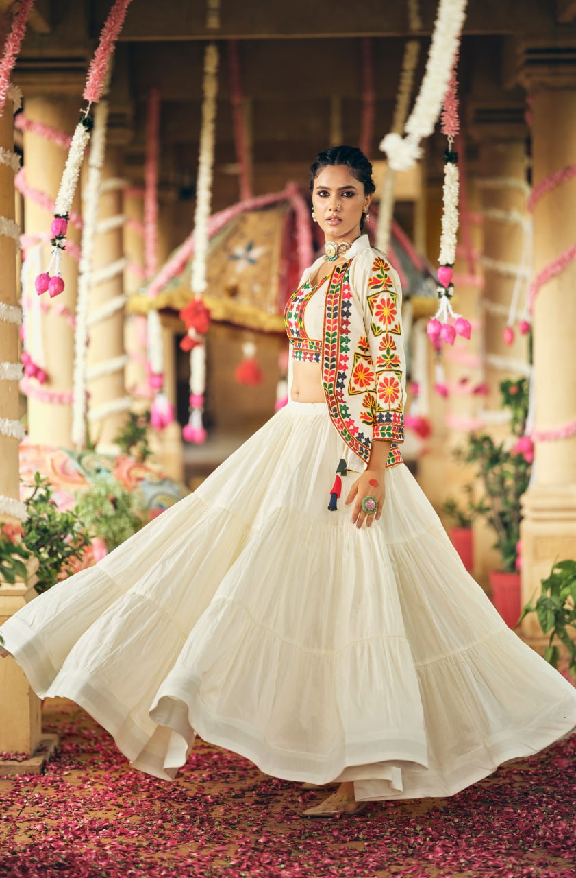 PURE COTTON FABRIC REAL MODELING LEHENGA, BLOUSE & KOTI SET